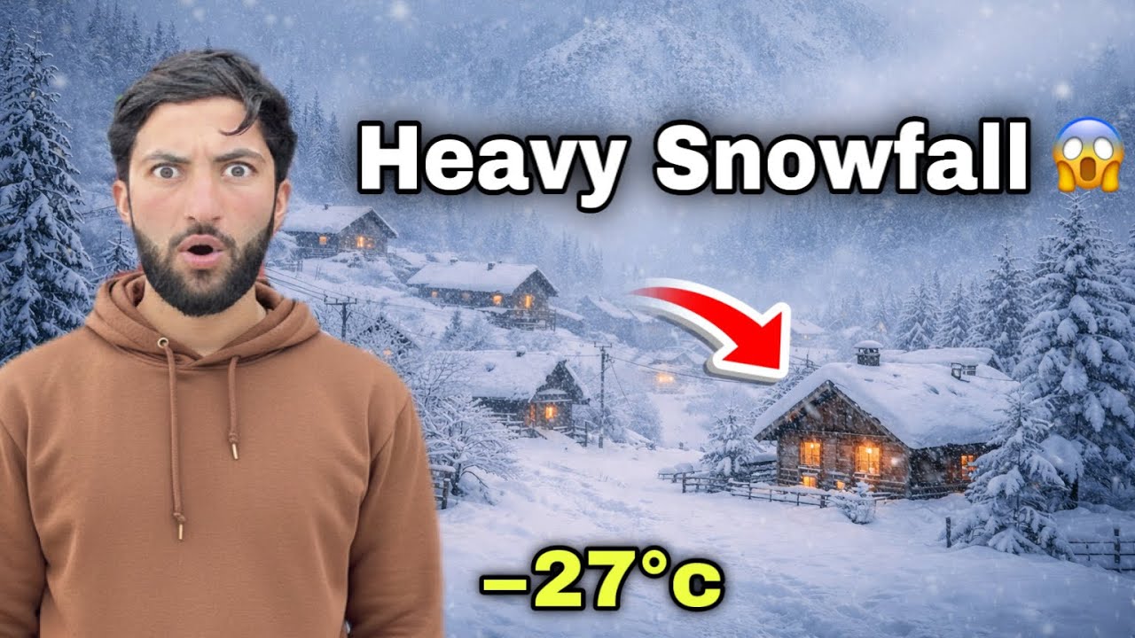 −27°C Extreme Snowfall ❄️ | Entire Mountain Buried in Fog & Snow | Village Life😱