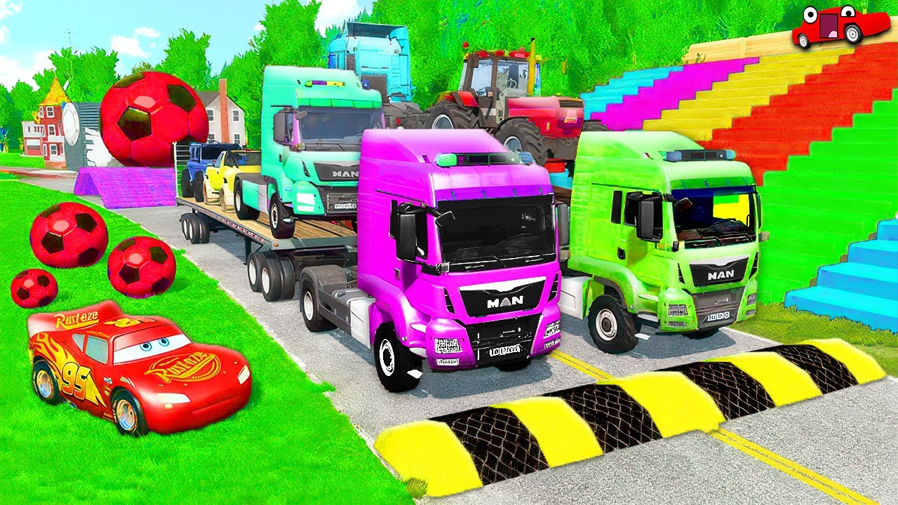 Long Trailer Truck vs Speed Bumps – Realistic Crash Physics (BeamNG) EP.2 🚛