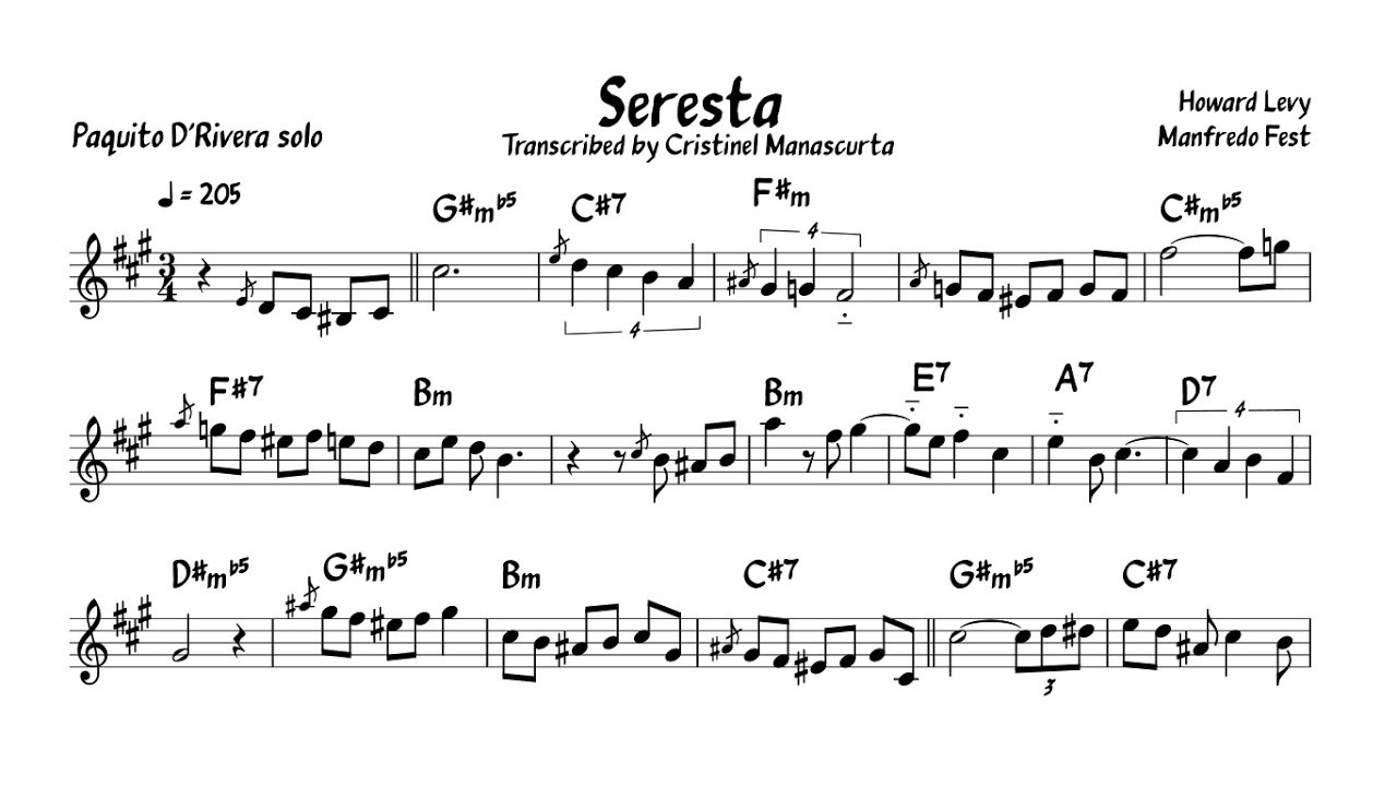 Paquito D'Rivera - Seresta (transcription)