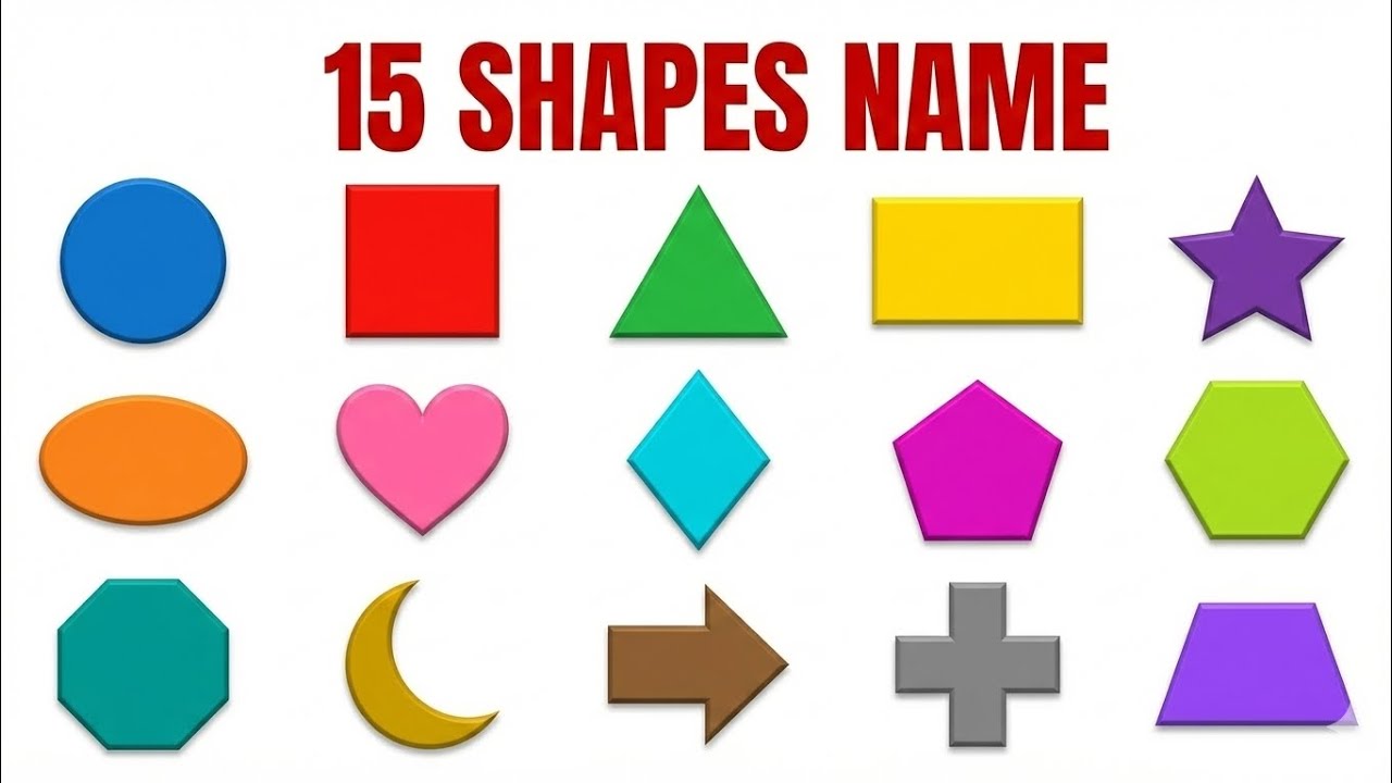 Shapes Names for Kids | 15 Shapes Name | Learn Shapes for Kids | Kids Shape Learning