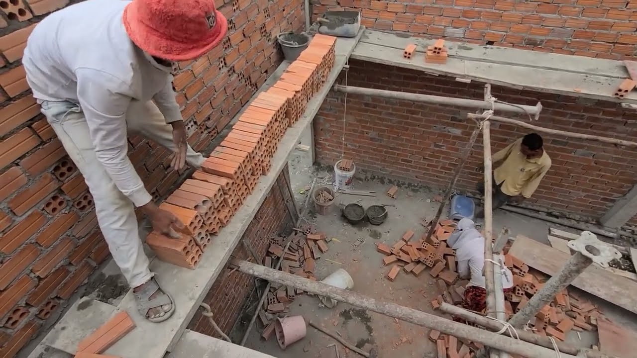 Technique To Install Brick Wall For First Floor Of 3 Floor Flat Project