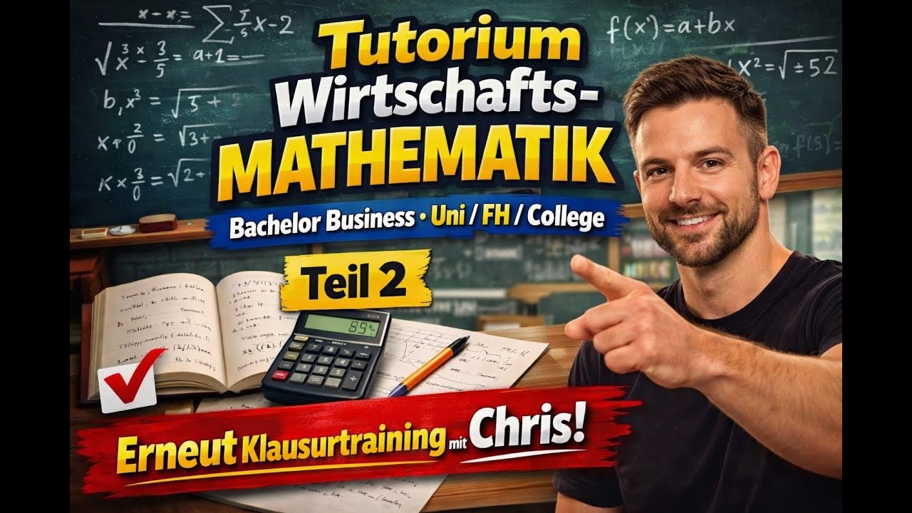 Tutorium Wirtschaftsmathematik Bachelor Business. Uni/FH/College. Klausurtraining Part 2 mit Chris