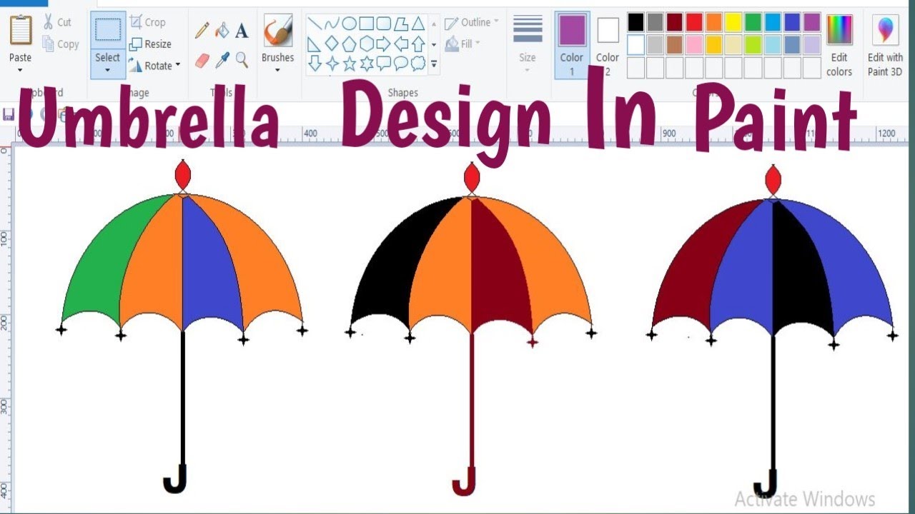 Umbrella Design In Ms Paint ll #paint tutorial #bimal #tbc ll How to draw umbrella In ms paint 