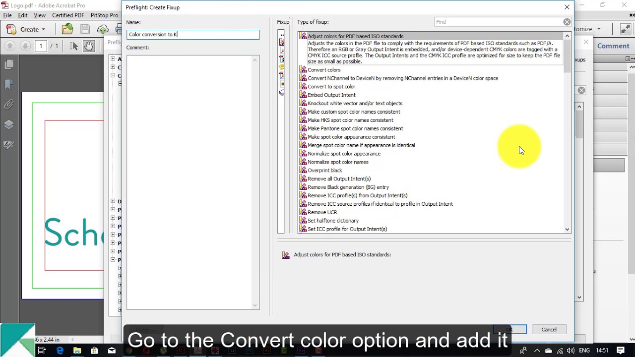 Color Convert to Black using Preflight profile in Acrobat