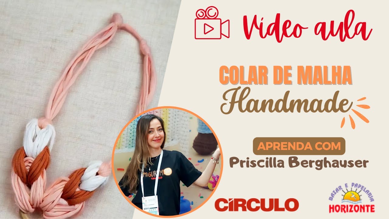 Aula Colar com sobras do Fio de Malha Premium por Priscilla Berghauser