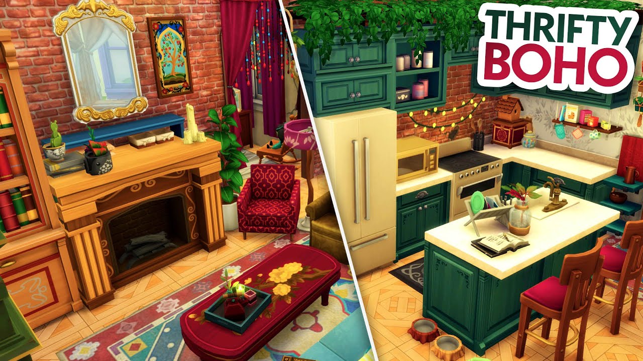 THRIFTY BOHO APARTMENT // Sims 4 Speed Build