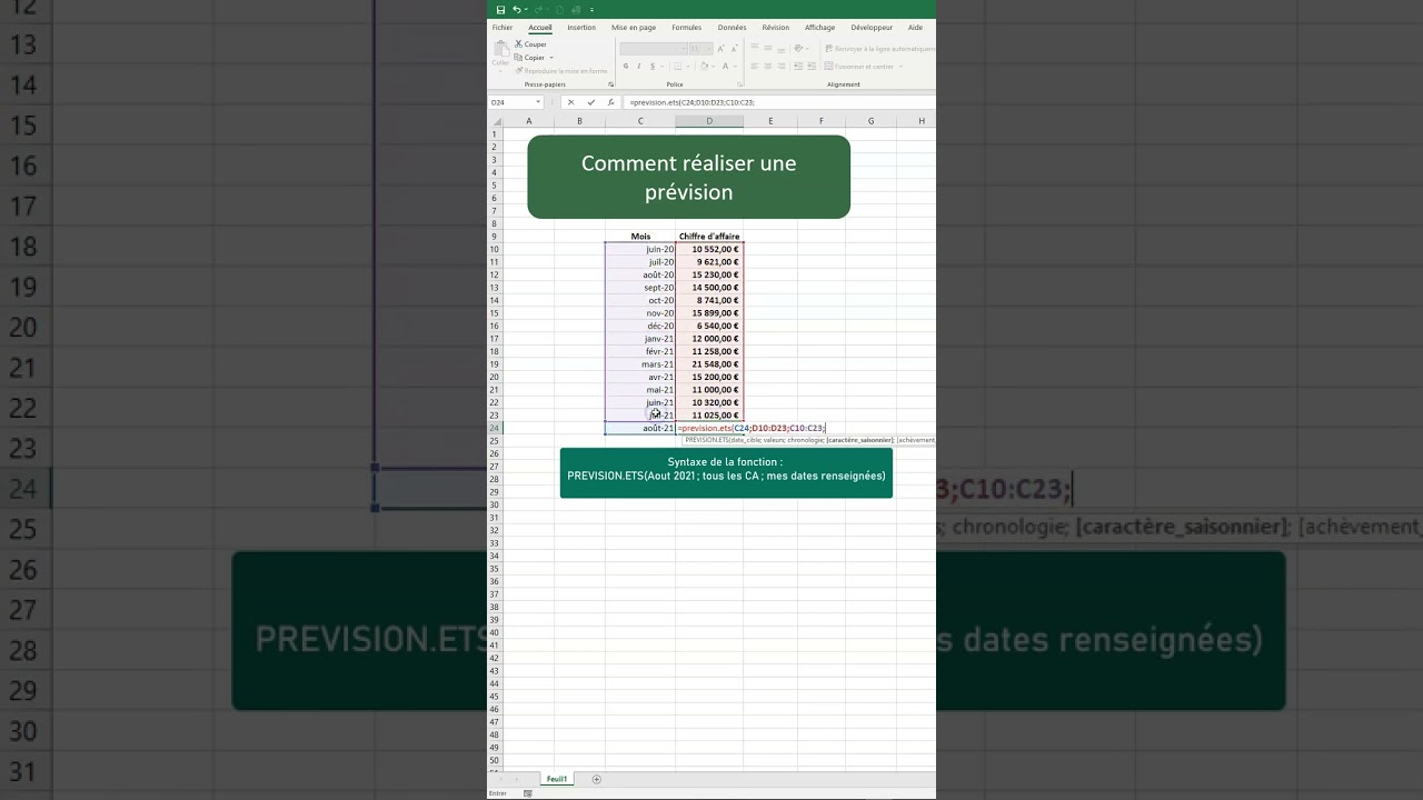 Comment r&eacute;aliser des pr&eacute;visions avec Excel  #excel #tutoexcel #exceltips #astuce #microsoftexcel