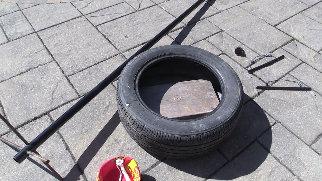 Tether Ball Pole and Stand - DIY with a spare tire