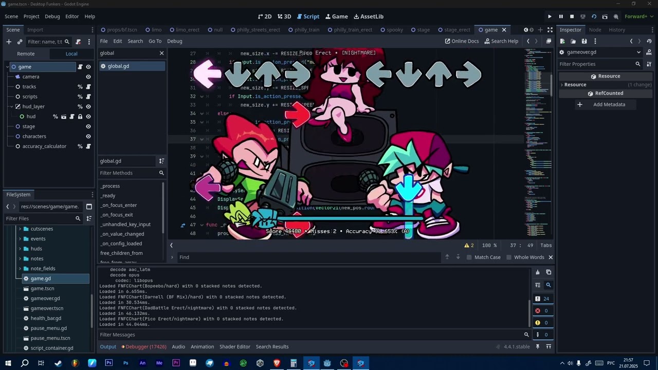 fnf on desktop test (godot engine)