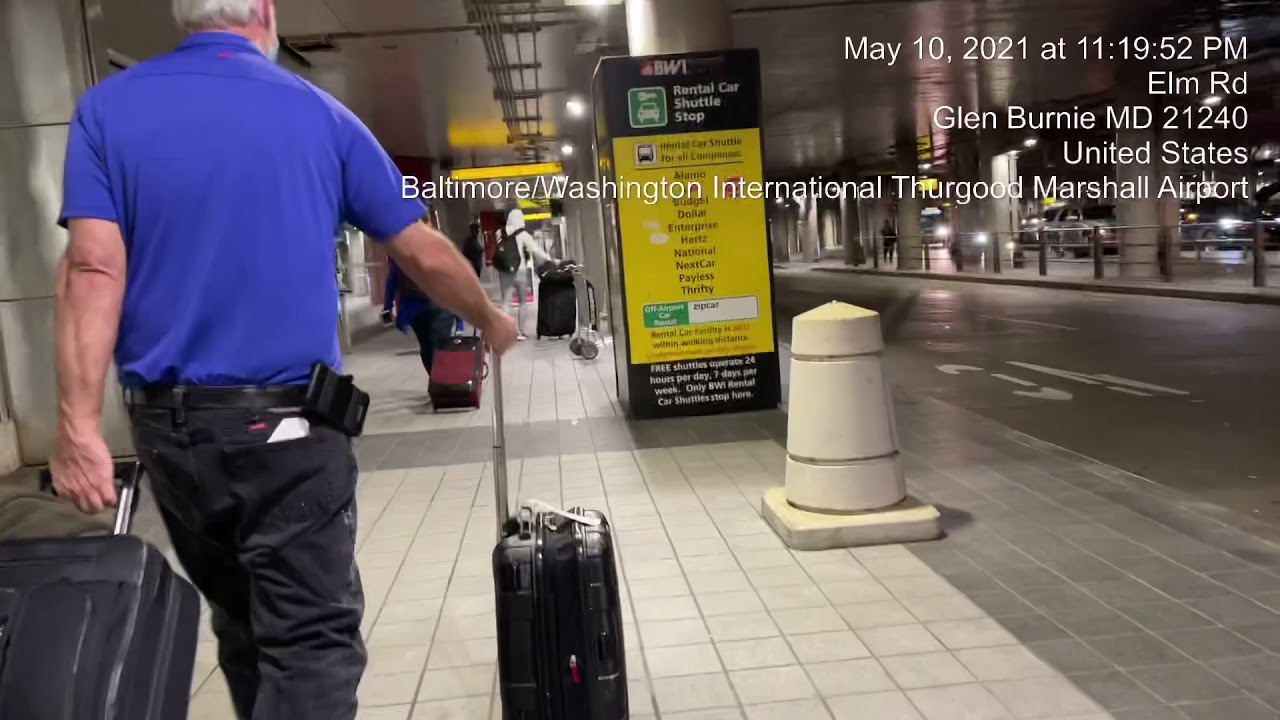 Airplane to Baggage Claim to Rental Shuttle at Baltimore Airport (May 10, 2021)