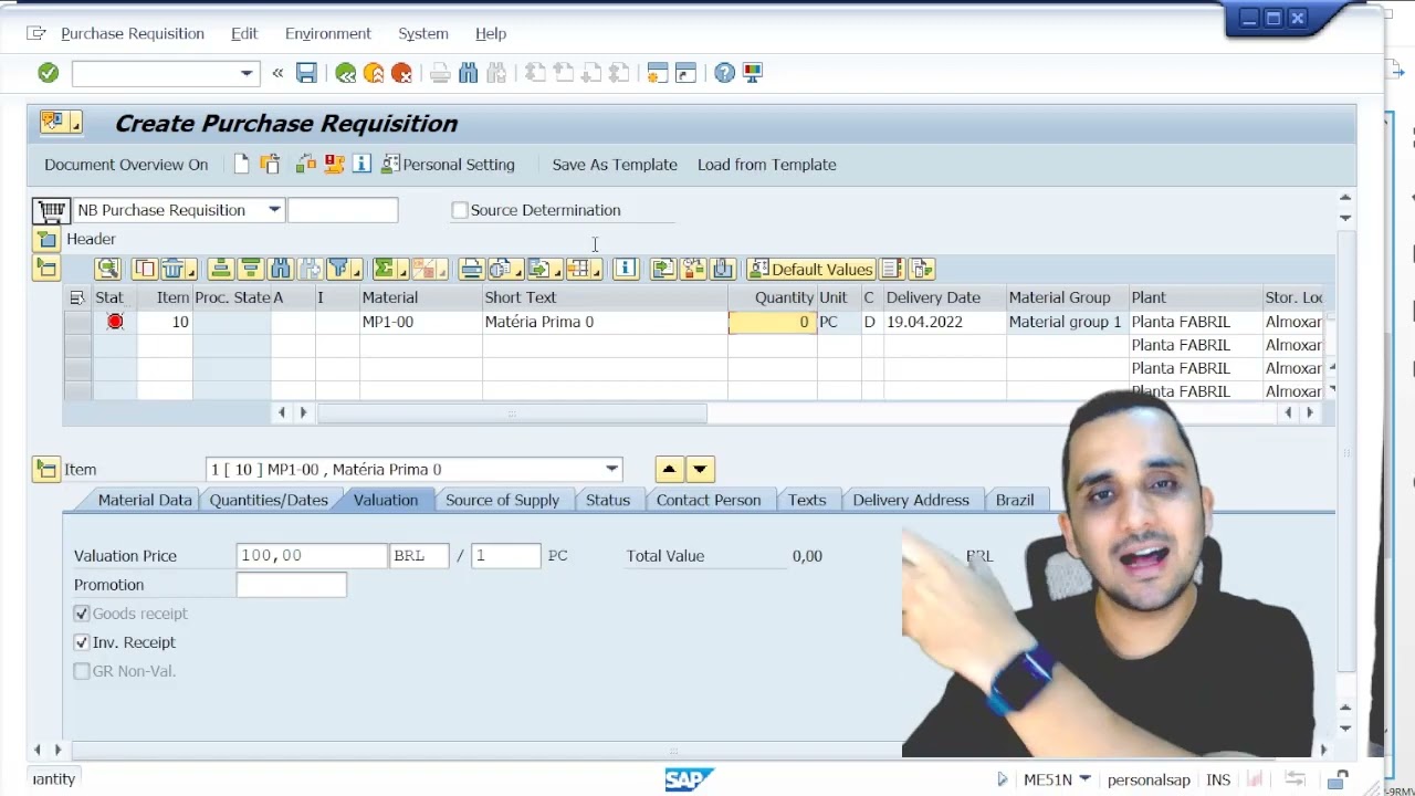 Requisição de Compras no SAP