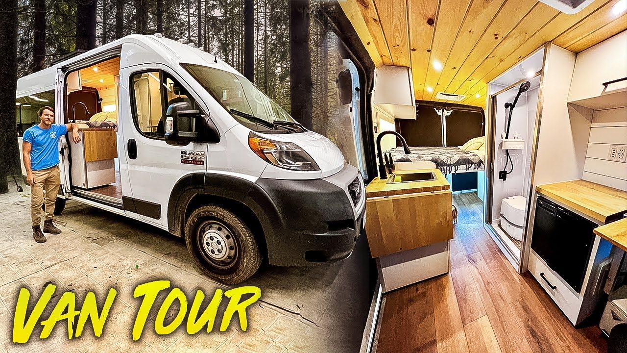 SHOWER | KITCHEN | BED | TOILET - All-New Promaster Conversion Camper Van Build Out For #VANLIFE