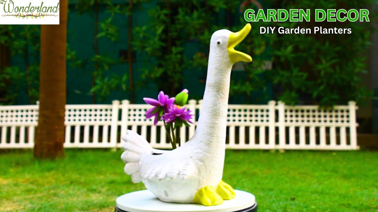 Wonderland Whimsical Swan Garden Planter, Handcrafted 'Swan' Yard Ornament & Planter