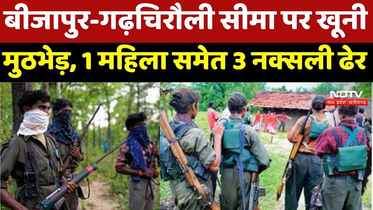 Anti Naxal Operation : Bijapur-Gadchiroli Border पर खूनी मुठभेड़, 1 महिला समेत 3 Naxalites ढेर | CG