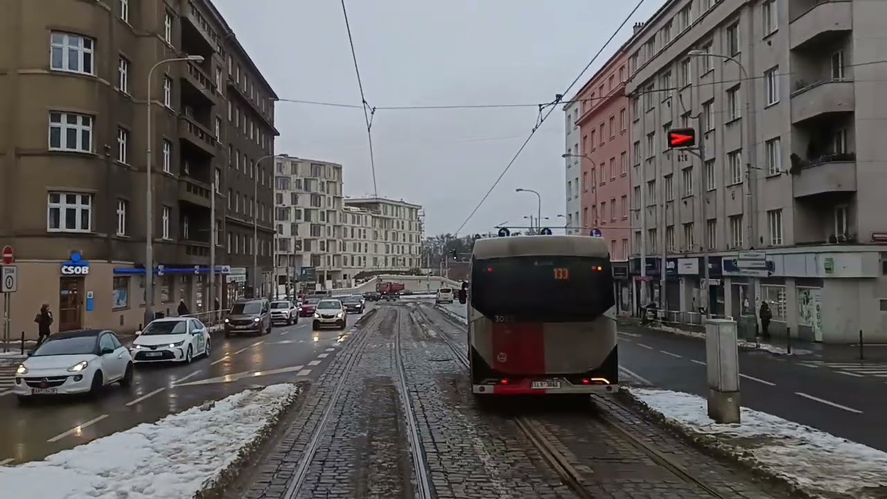 677. 14 1 2026 Vozova Zizkov. Маршрут трамвая 9.