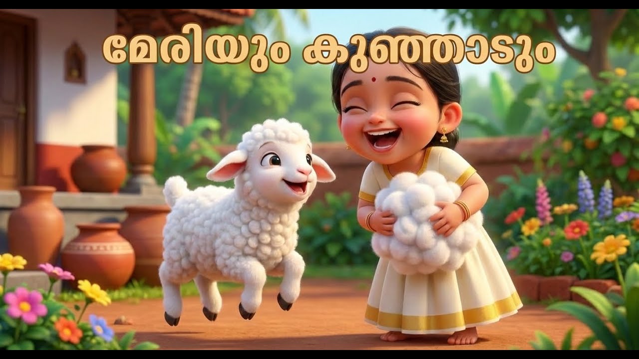 Mary & Her Little Lamb 🐑  — Malayalam Nursery Rhyme | 3D Kids Song