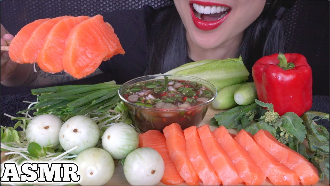 ASMR WILD SALMON SASHIMI WITH MY FAVOURITE SAUCE (EATING SOUNDS) NO TALKING | SAS-ASMR