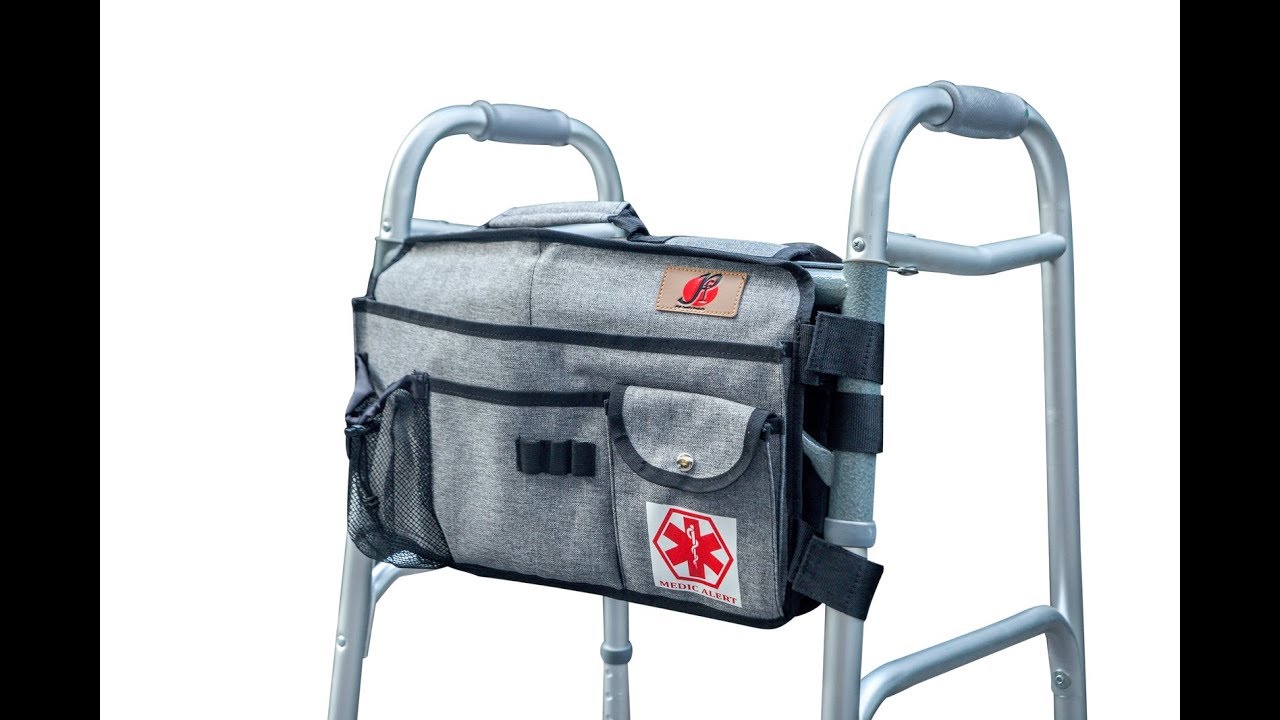 walker pouch bag with cup holder for seniors