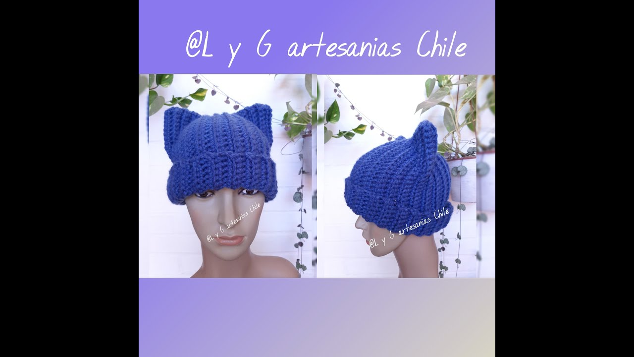 GORRO CON OREJAS A CROCHET