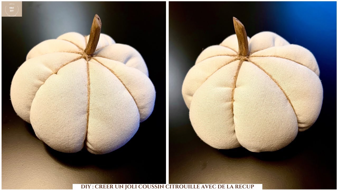 DIY : CREER FACILEMENT UN JOLI COUSSIN CITROUILLE AVEC DE LA RECUP
