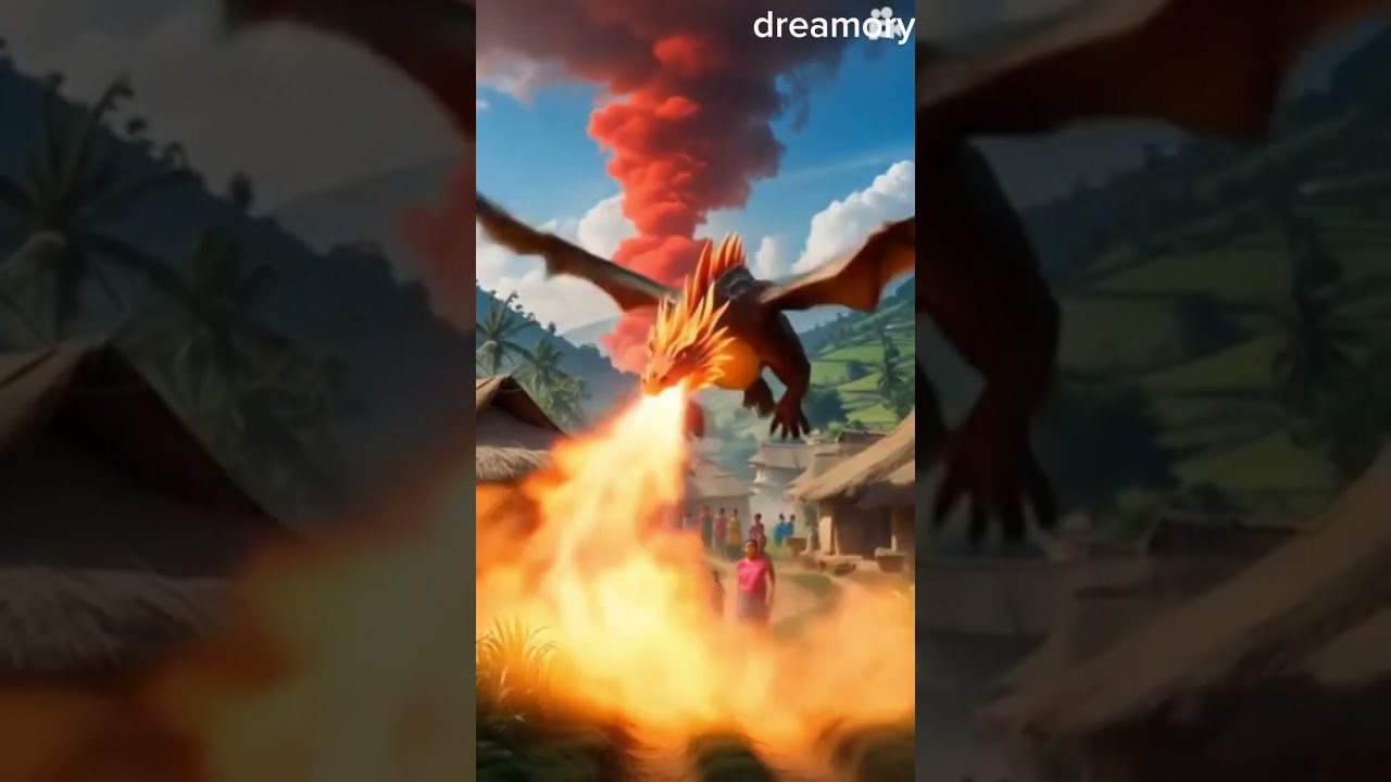 Dragon attack on village 😱 #shortviral #dragon #attack #savelife #fantasy