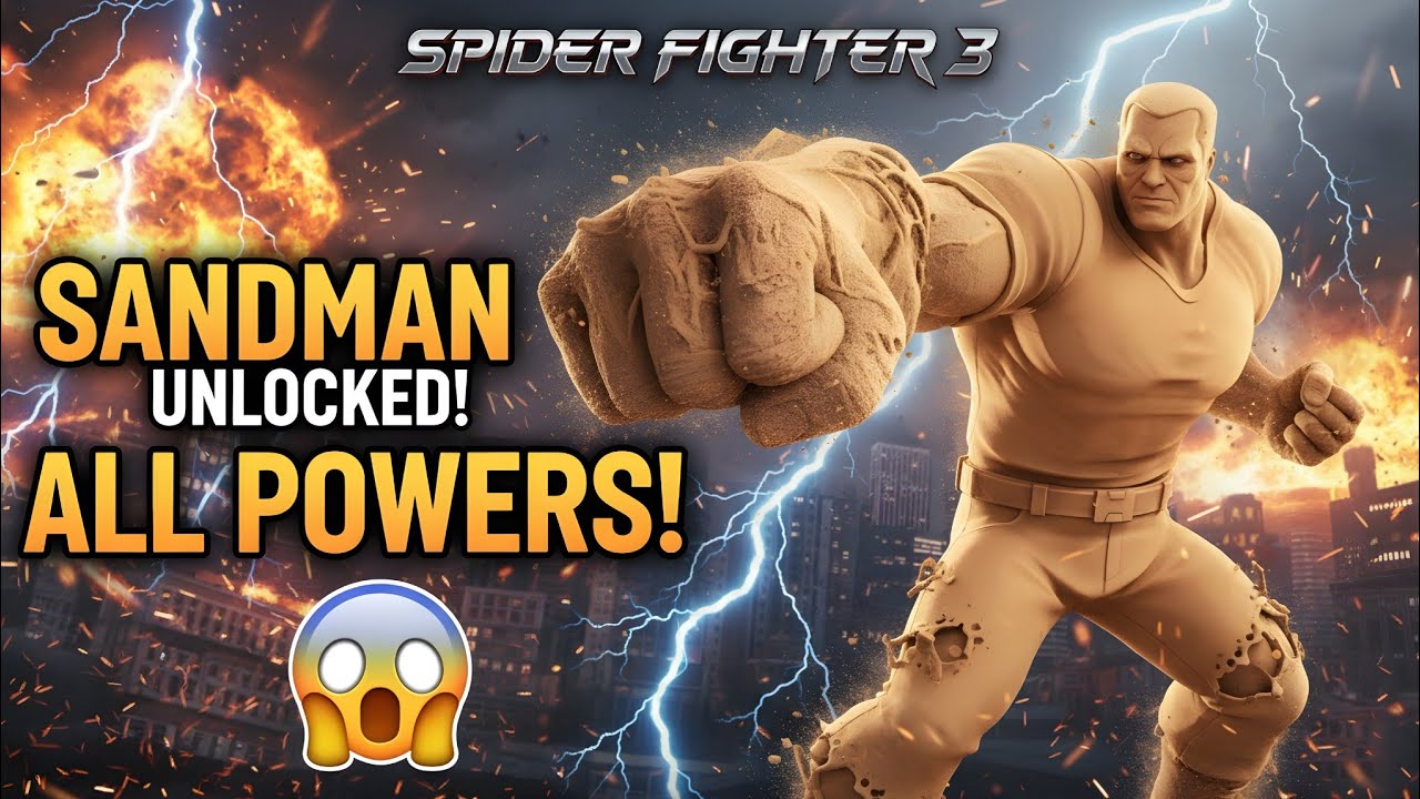 Spider Fighter 3 Gameplay🕷️Sandman New Character Unlock & All Powers Showcase💥 Android Fighting Game