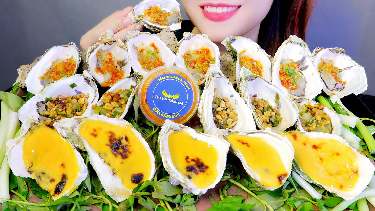 ASMR EATING GRILLED OYSTERS EATING SOUNDS | LINH-ASMR