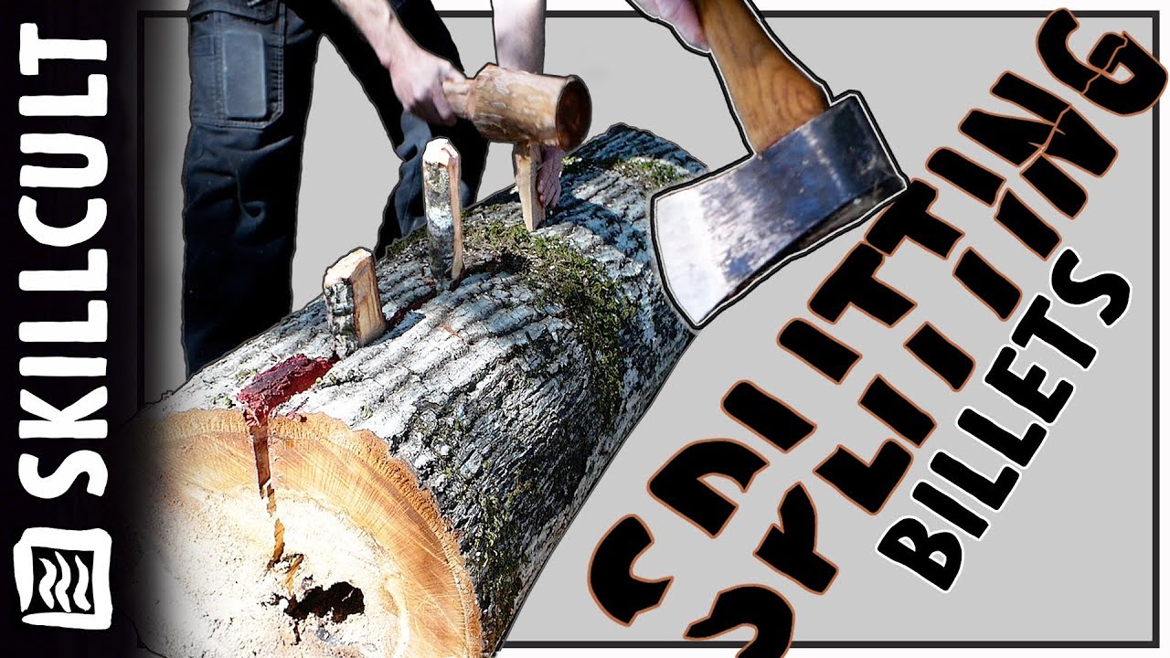 Splitting Choice Axe Handle Blanks From An Oak Log & Shaping Wooden Wedges
