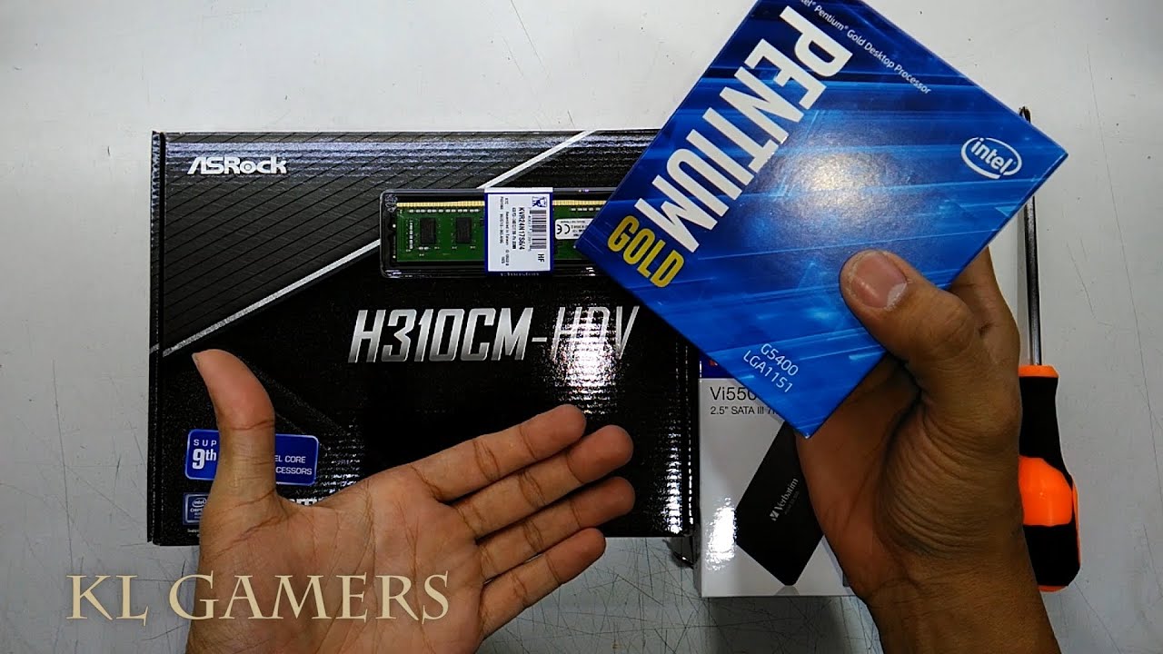 intel PENTIUM GOLD G5400 ASRock H310CM-HDV Verbatim Vi550 S3 128GB SSD Budget Build 2019