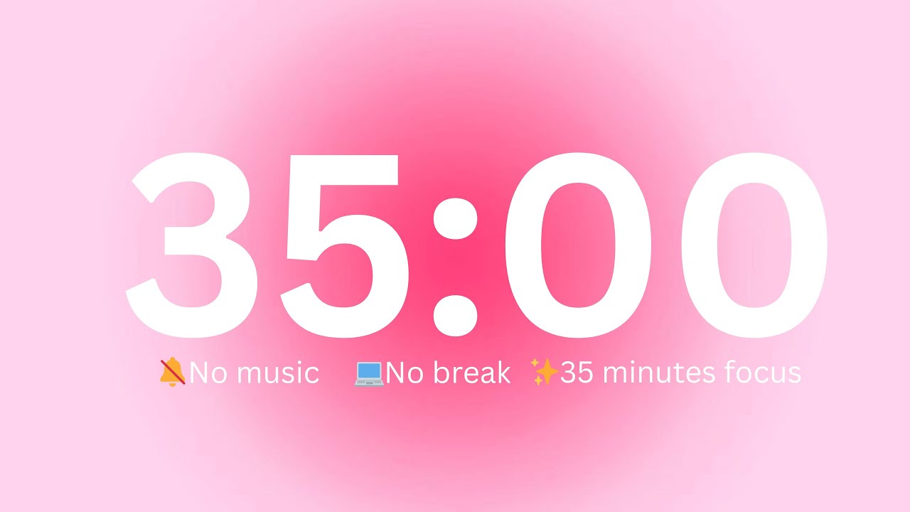 35-Minute Silent Pomodoro Timer | No Break, No Music, Just Focus