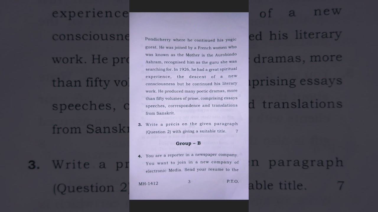 Language and communication skills CC-4 VBU Sem-2 Exam question paper 