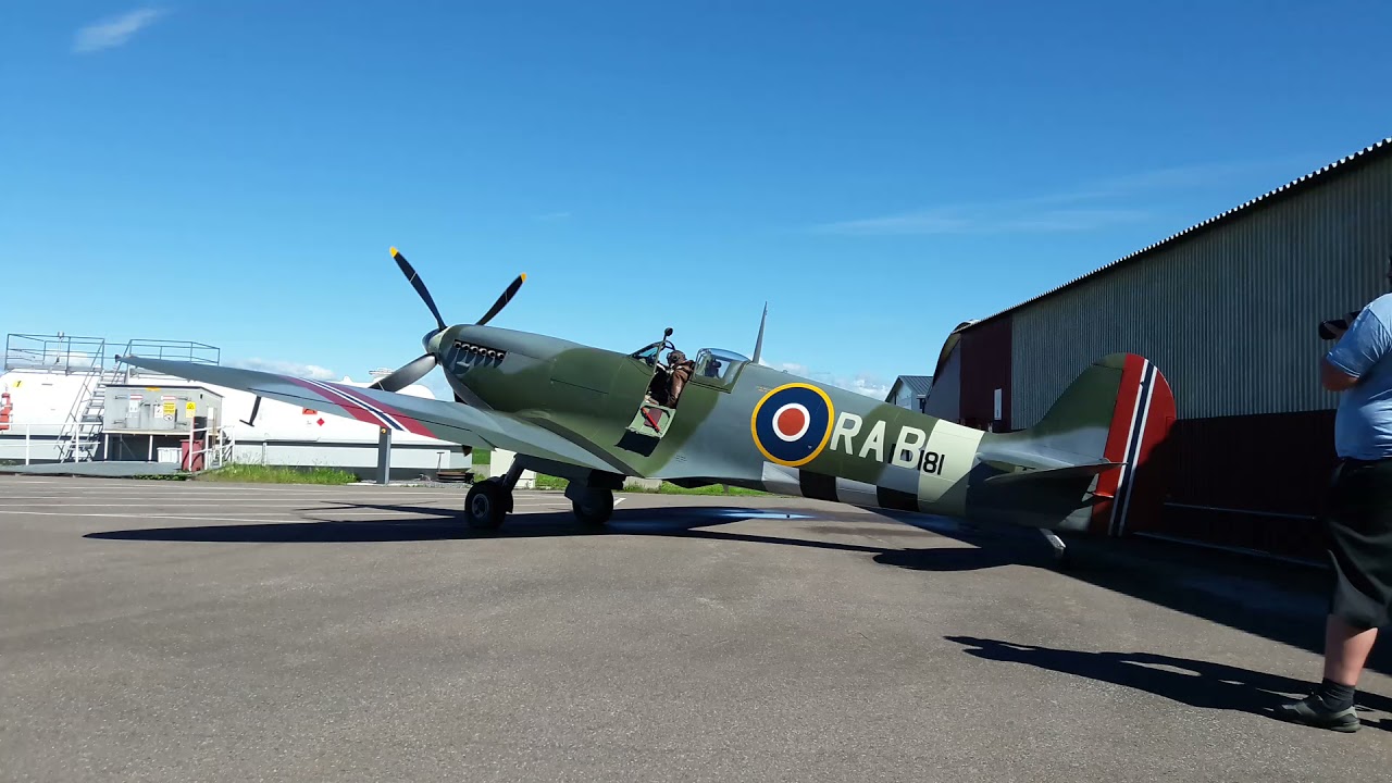Spitfire Mk.IX RR232 at Kjeller, Norway. Painted as Rolf Arne Berg's personal Spitfire RAB.