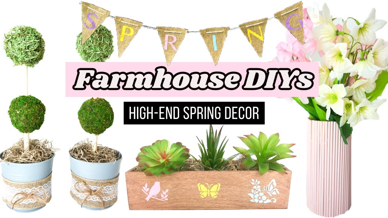 HIGH END FARMHOUSE SPRING DIY DECOR | Easy Dollar Store DIYs | Spring is in the Air Hop
