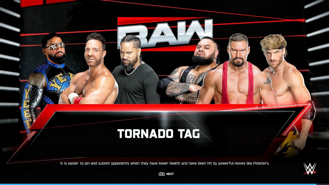 LA Knight, Jey & Jimmy The USOs Vs The Total Loss Vision - Tornado Tag Team Match | WWE 2k25 