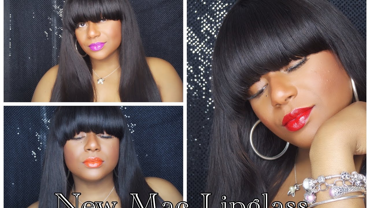 NEW Mac Lipglass Lip Swatches 2017 | DARK SKIN | HND EXTENSIONS | TAWANA