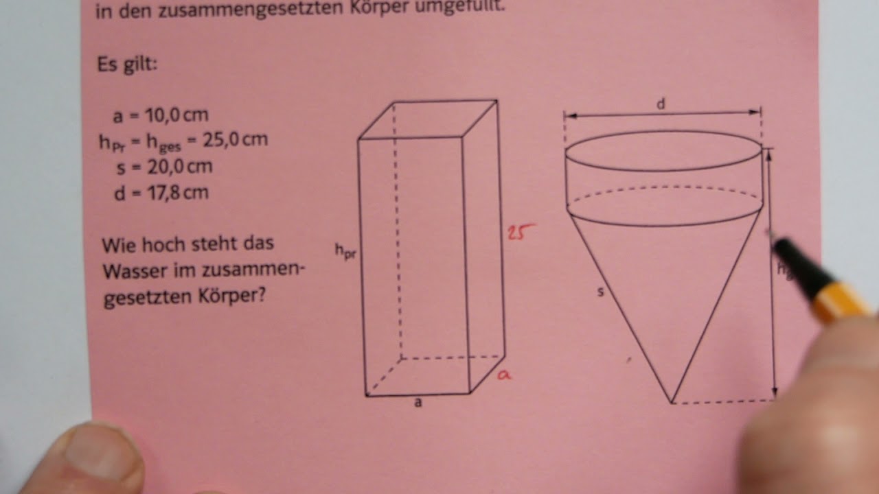 mrhjrs Körper Prüfungsaufgabe P3 2018 Zusammengesetzte Körper: Prisma, Zylinder, Kegel