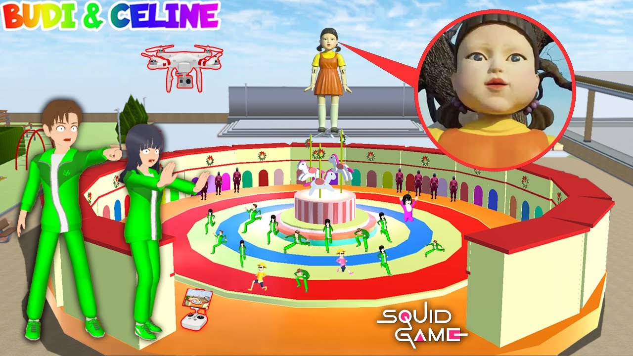 Yuta Mio Panik Drone Menangkap Boneka Dan Permainan Squid Game Di Playground Sakura 😱 Celine Kabur