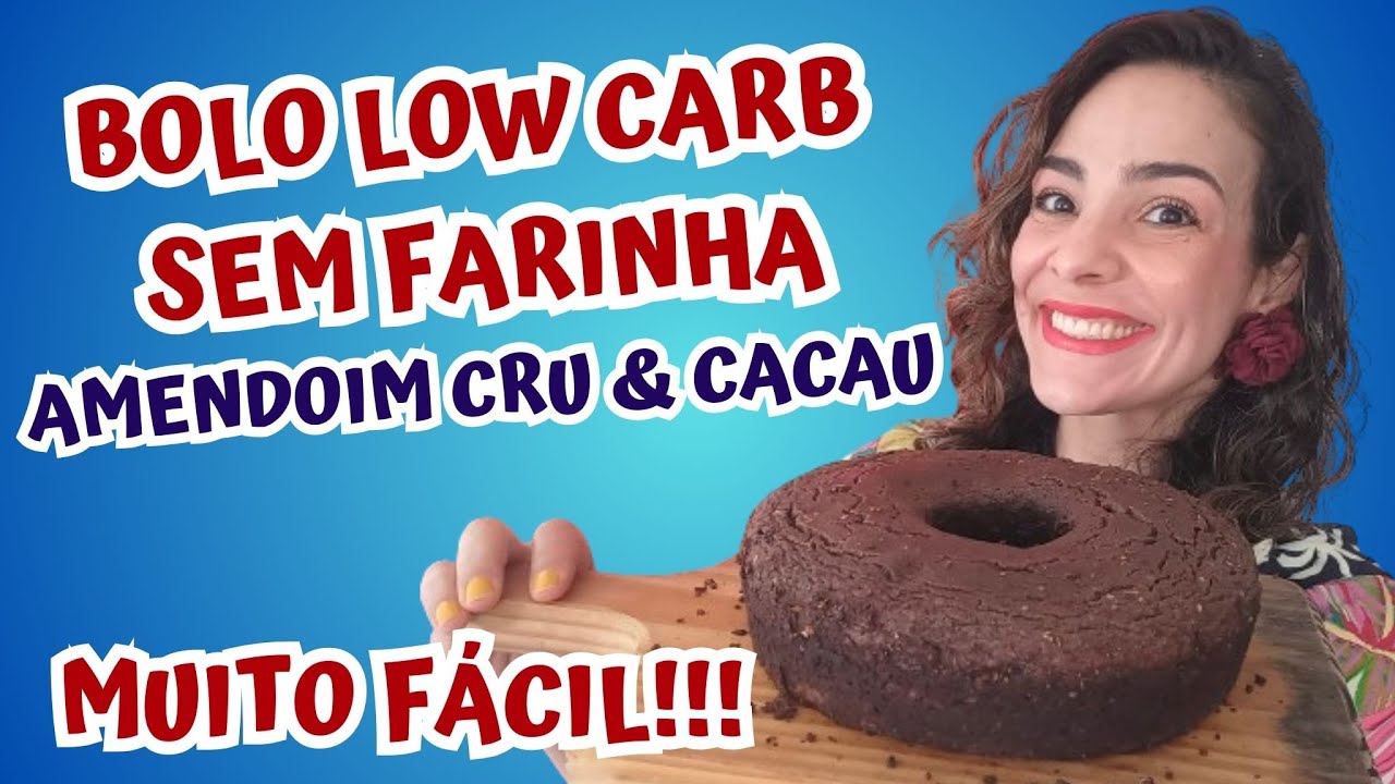 Bolo Low Carb Sem Farinha De Amendoim Cru Com Cacau |  Muito Fácil De Fazer | Sem Glúten | Sem Leite