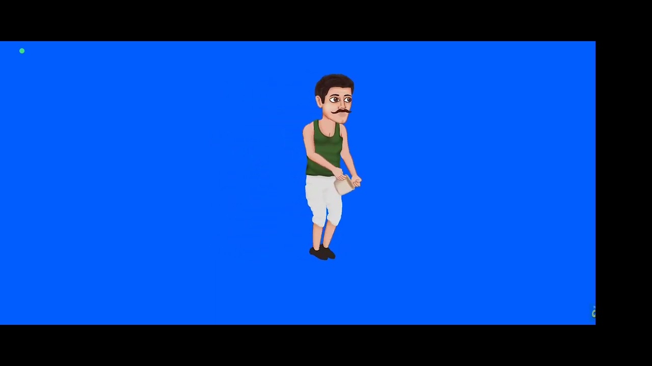 village man। walking । blue screen । 2d animation