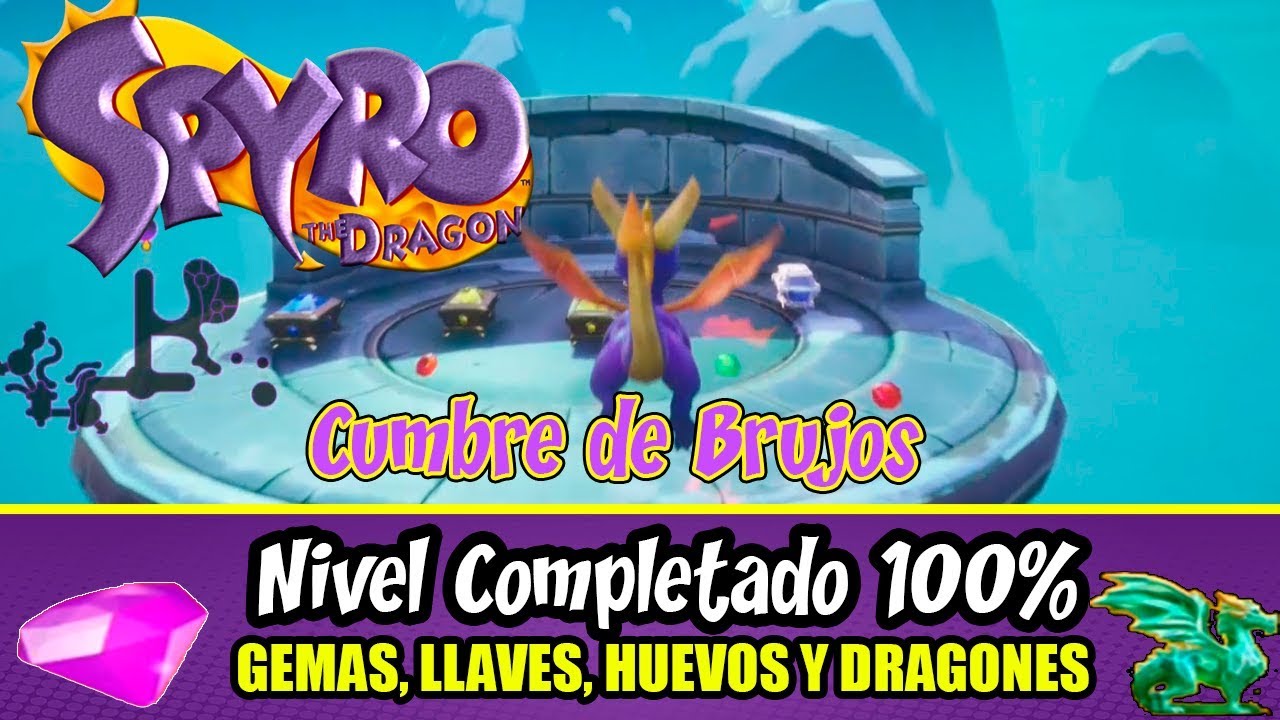 Spyro The Dragon 100% | All Gems, Eggs, Keys & Dragons | Cumbre de Brujos (Coleccionables)