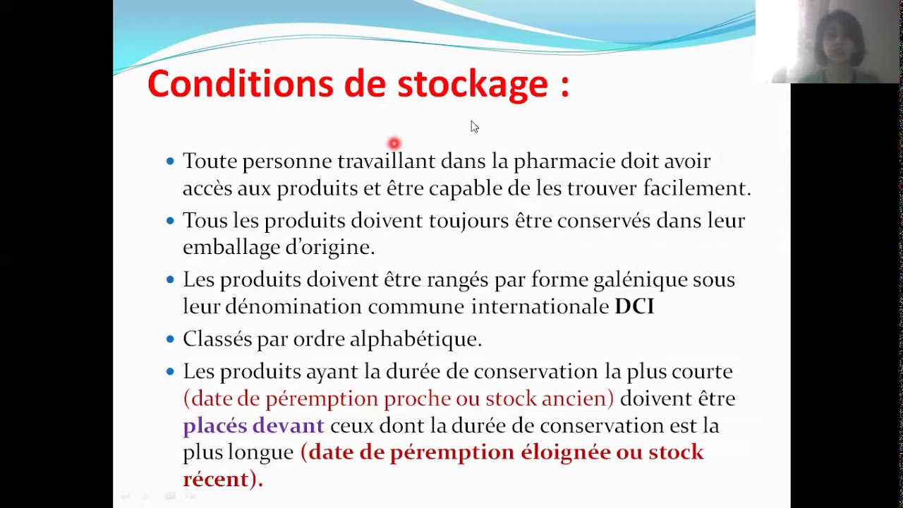 MODULE PHARMACIE COURS N°9 RANGEMENT D'UNE ARMOIRE A PHARMACIE