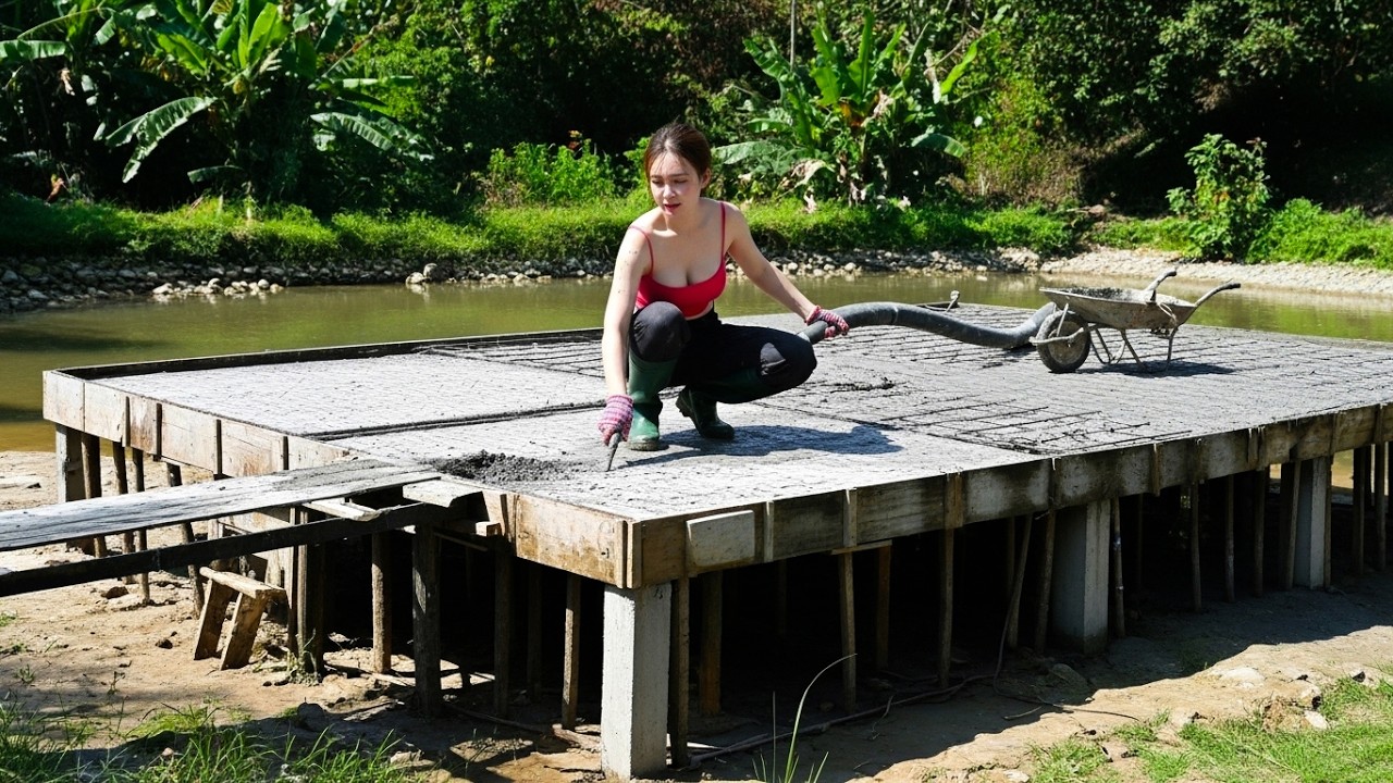 40% Completed – Strong Concrete Foundation Built Over Pond for CEO Girl’s Countryside Dream Home