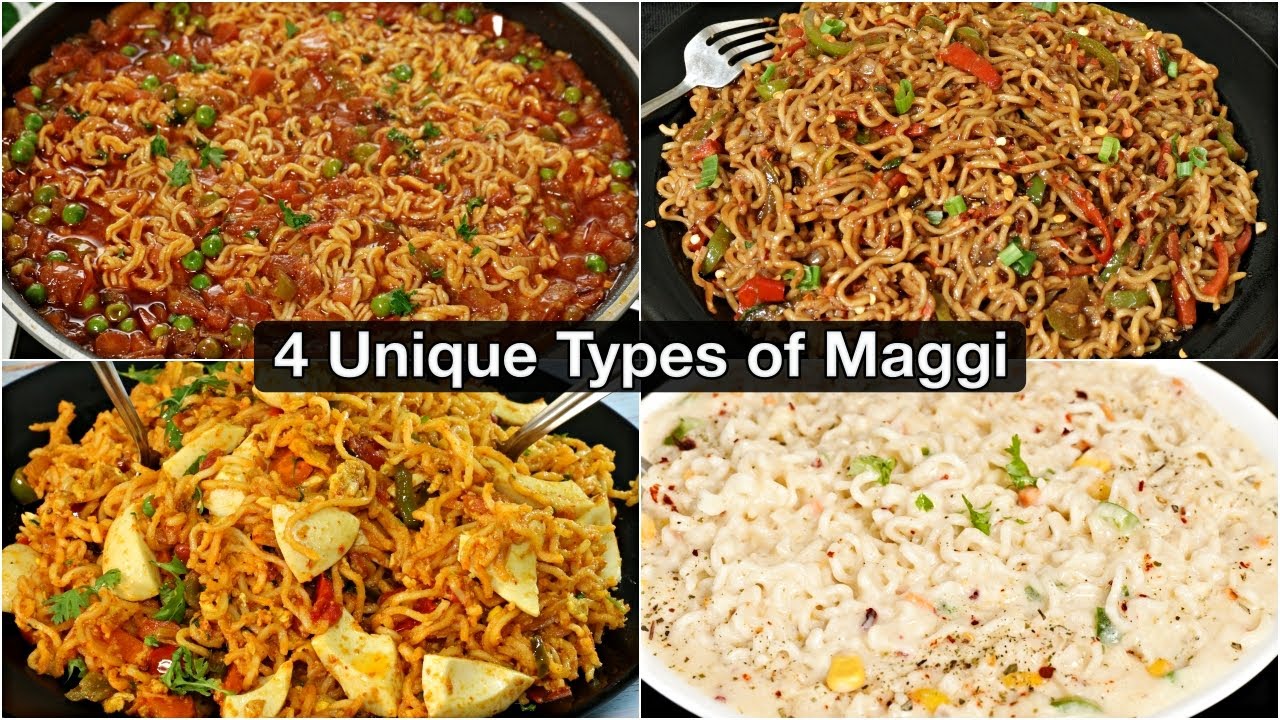 4 Types of Maggi Recipe | Curry Masala Maggi | Hot Chili Garlic Maggi | Egg Maggi | Cheese Maggi