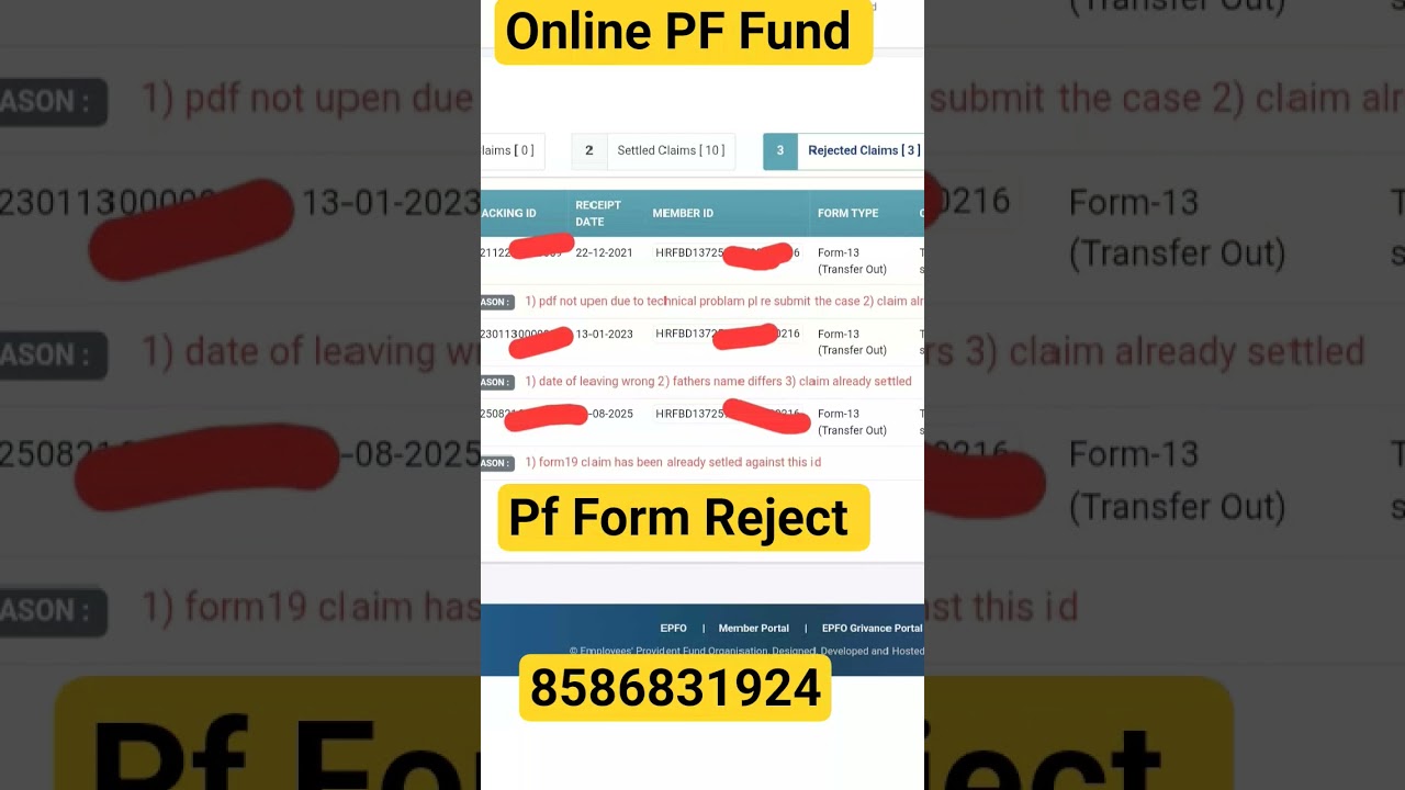 PF Claim Already settled Reject