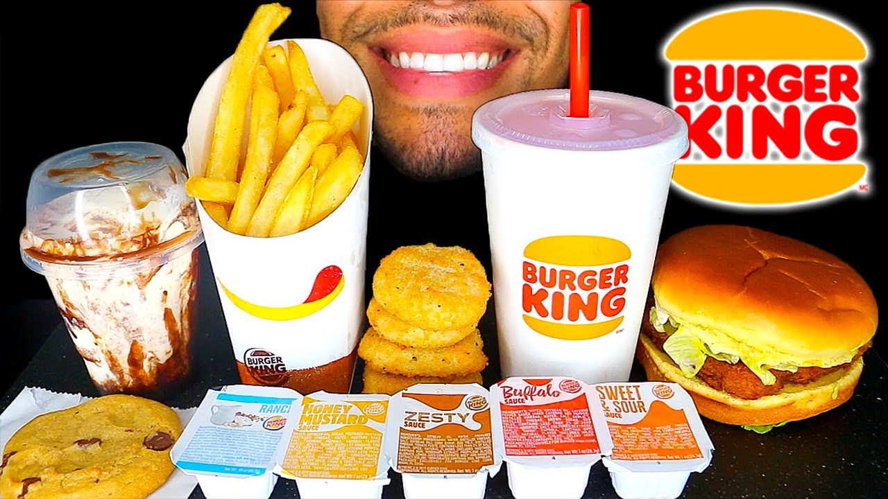 ASMR CHICKEN NUGGETS BURGER KING CHEESEBURGER FRIES ICE CREAM SUNDAE COOKIE MUKBANG NO TALKING