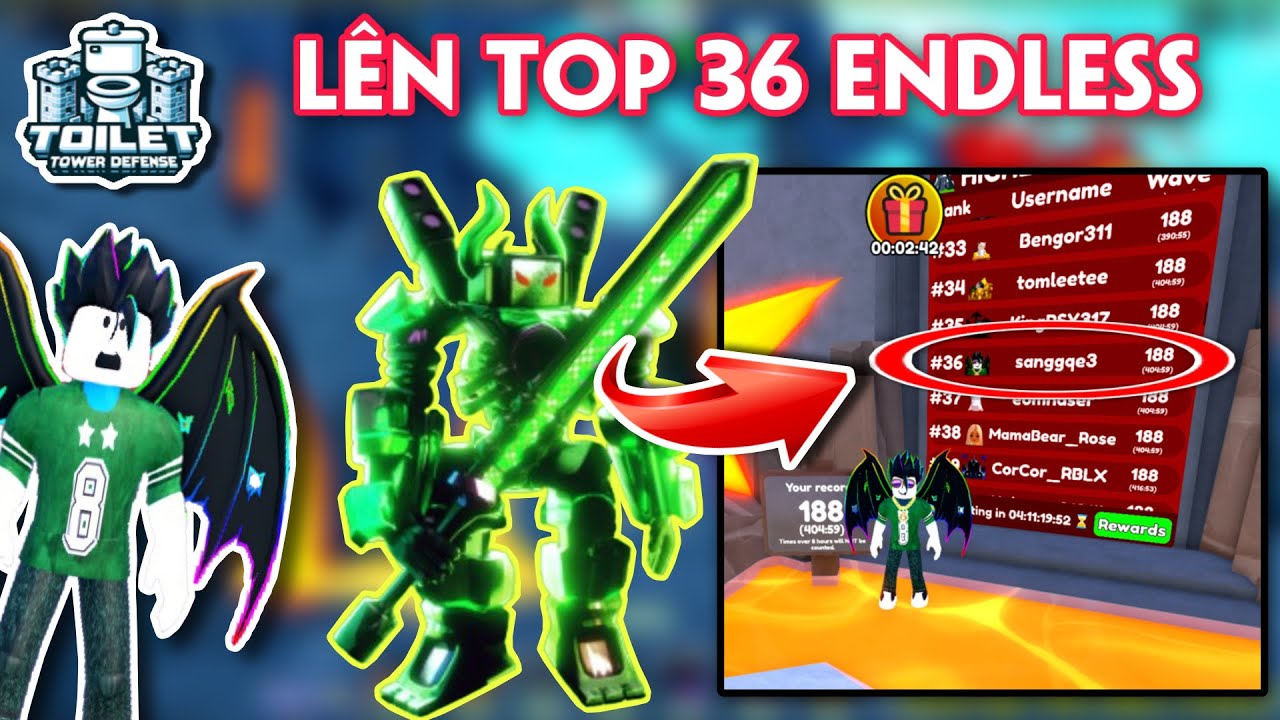 MÌNH CHƠI LỚN MANG TELANTHRIC TITAN LEO TOP ENDLESS VÀ ĐƯỢC TOP 36 - TOILET TOWER DEFENSE