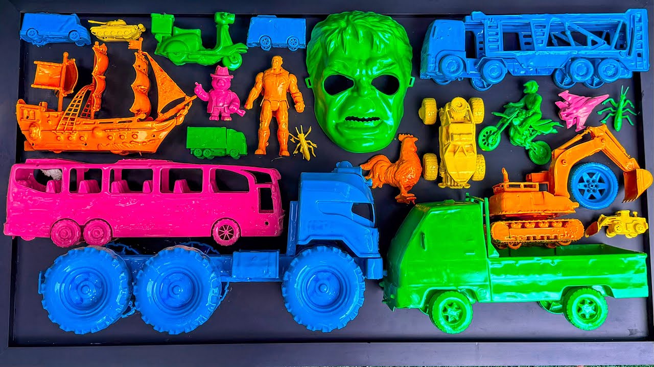 Membersihkan mobil mobilan, bus telolet, pick up balap, kapal laut, kontainer, eksavator, & anomali