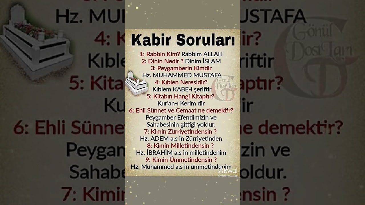 Kabirde Sorulacak Sorular#kabir#peygamber