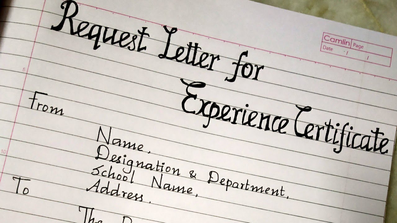 Request letter to School Principal to issue Experience Certificate/letter writing/best handwriting