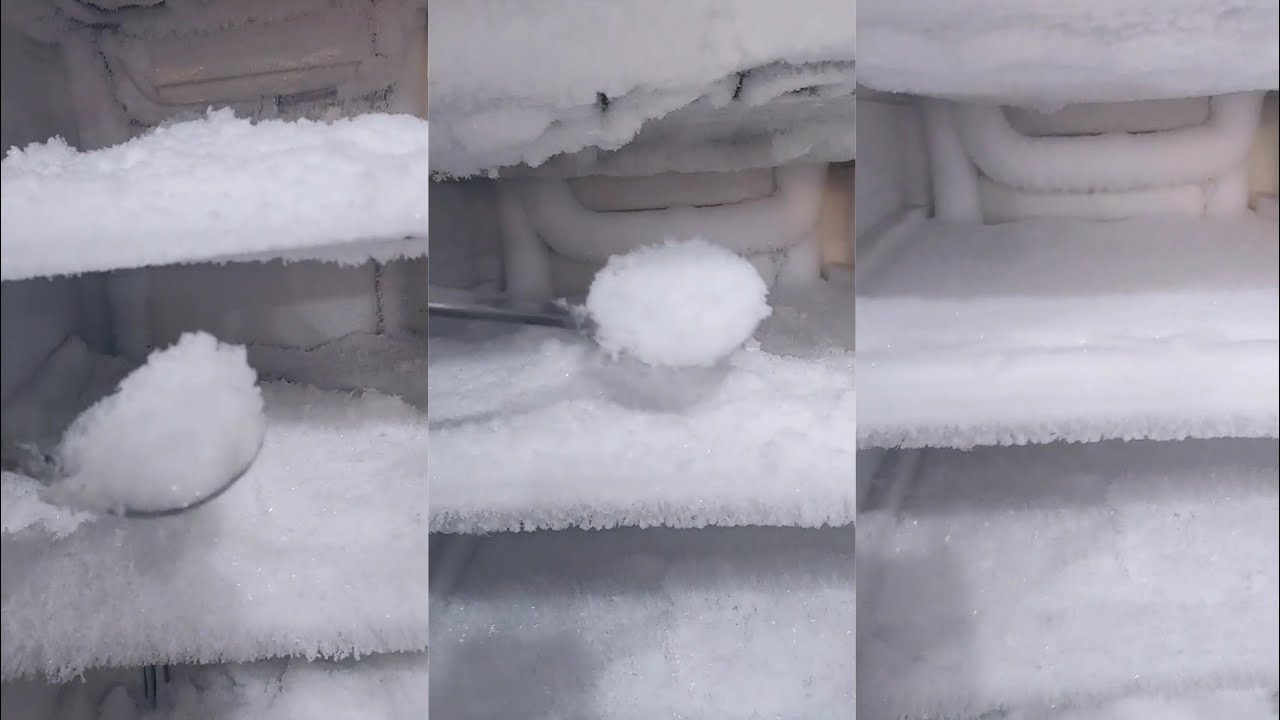 || Freezer Frost Scrapping And Eating ||Extreme satisfied ||